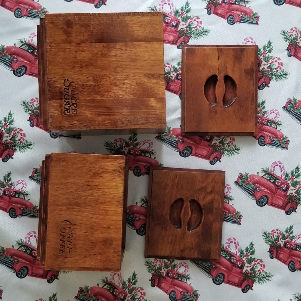Baribocraft Wood lined Sugar and Coffee canister set